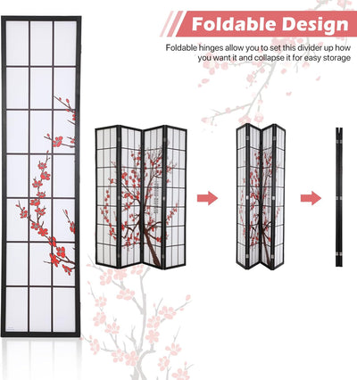 Japanese 4-Panel Screen Room Divider 6