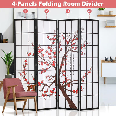 Japanese 4-Panel Screen Room Divider 8