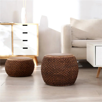 Round Wicker Rattan Accent Stool 2