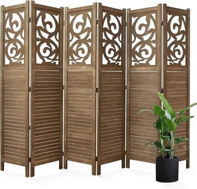 Wood Carved Folding Room Divider 7