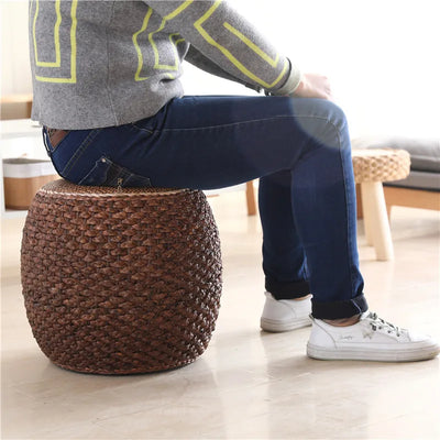 Round Wicker Rattan Accent Stool 5