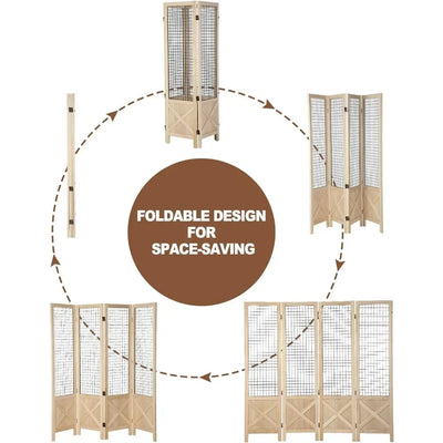 4 Panel Decorative Folding Room Divider 6