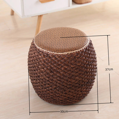 Round Wicker Rattan Accent Stool 7