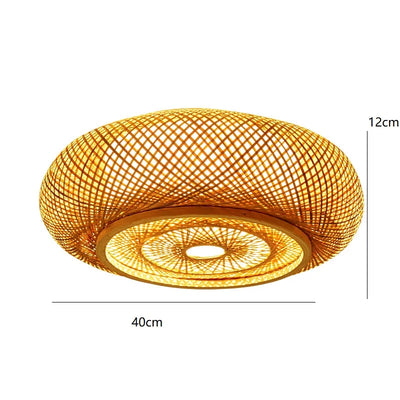 Bamboo Wicker Chandelier Ceiling Light 9