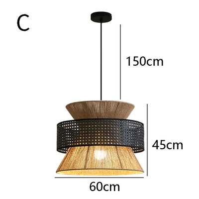 Pendant Woven Rattan Ceiling Chandelier 15