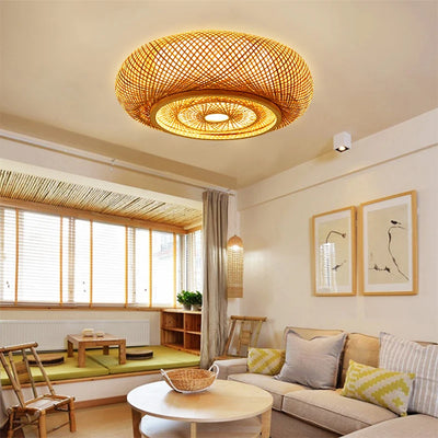 Bamboo Wicker Chandelier Ceiling Light 1