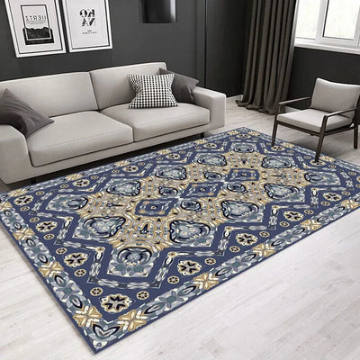 Living Room Blue Persian Carpet Rug 4