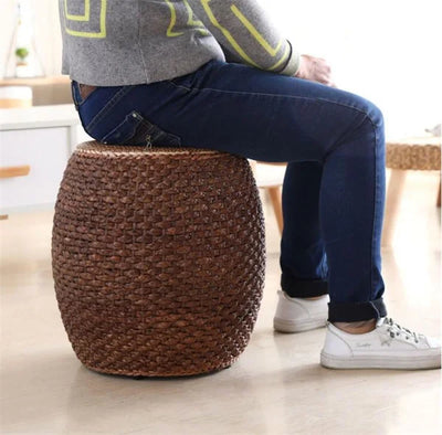 Round Wicker Rattan Accent Stool 14