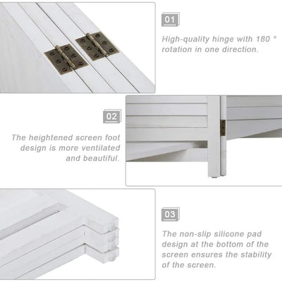 4 Panel Folding Room Divider with Shelves 8