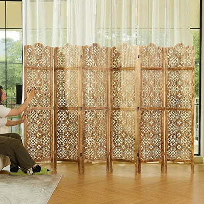 Wood Carved Folding Room Divider 9