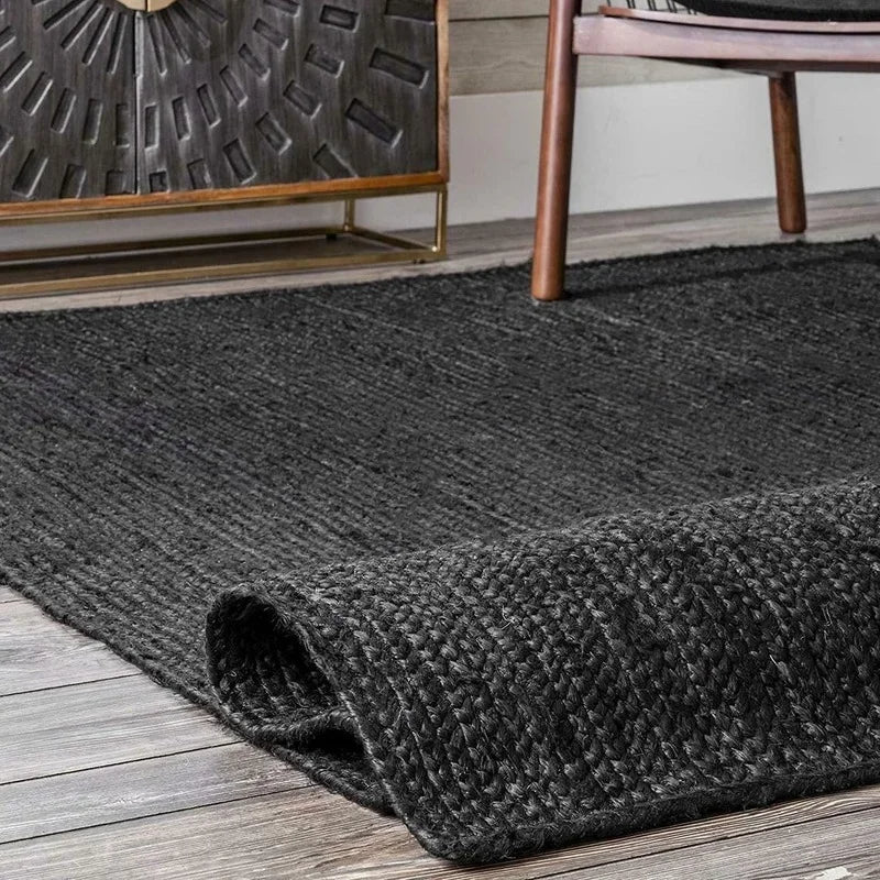 Black Double Sided Jute Rug Carpet 1