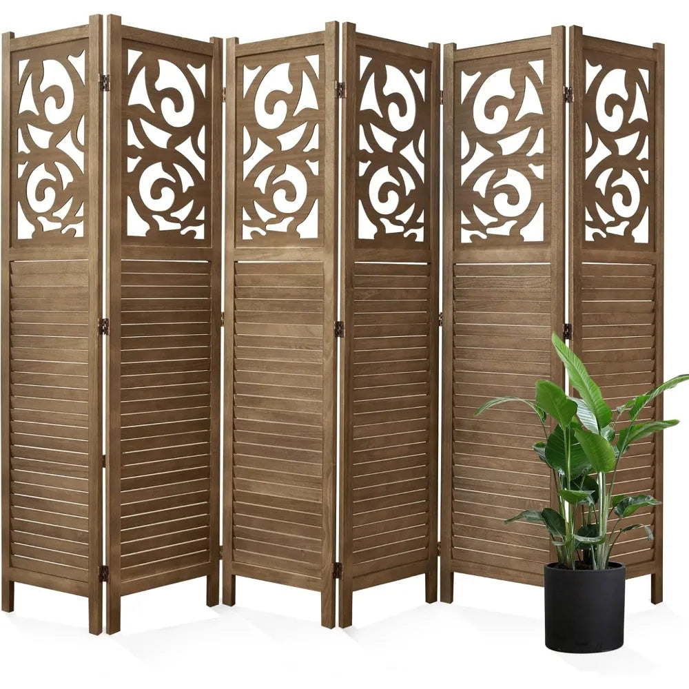 Wood Carved Folding Room Divider 1