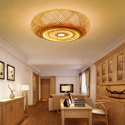 Bamboo Wicker Chandelier Ceiling Light 4