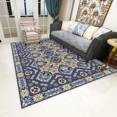 Living Room Blue Persian Carpet Rug 1