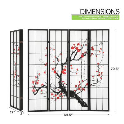 Japanese 4-Panel Screen Room Divider 14